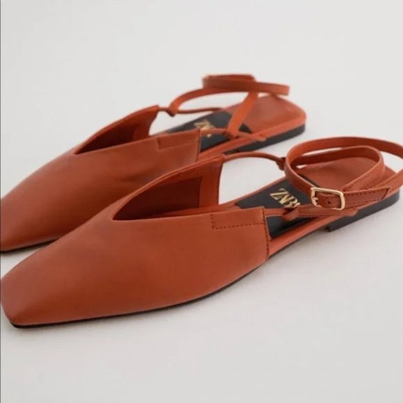 ZARA Flat Leather Slingback - Picture 2 of 3